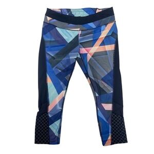 Athleta Blue Geometric Leggings Women's Large Tall